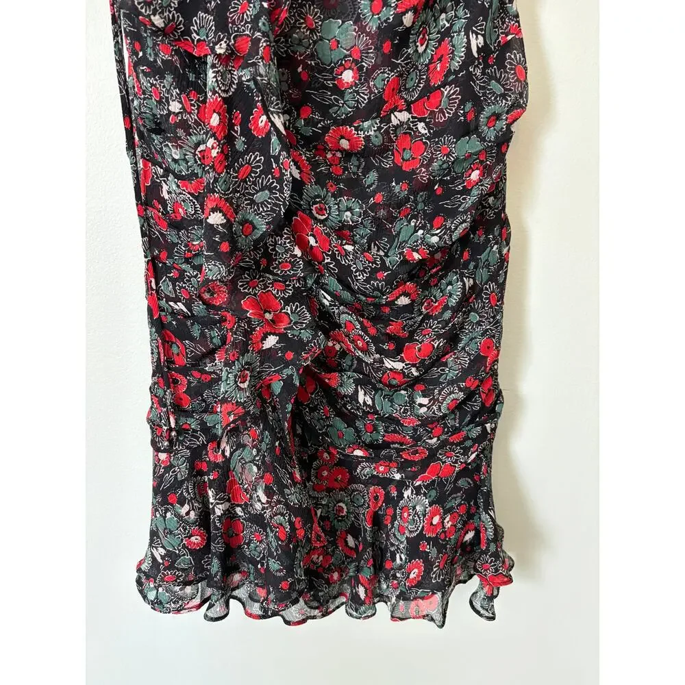Veronica Beard Silk Ballard Ruched Floral One Shoulder Mini Dress 4